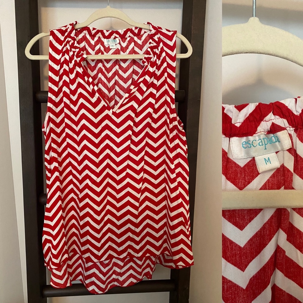 Red/white Escapada top, size M